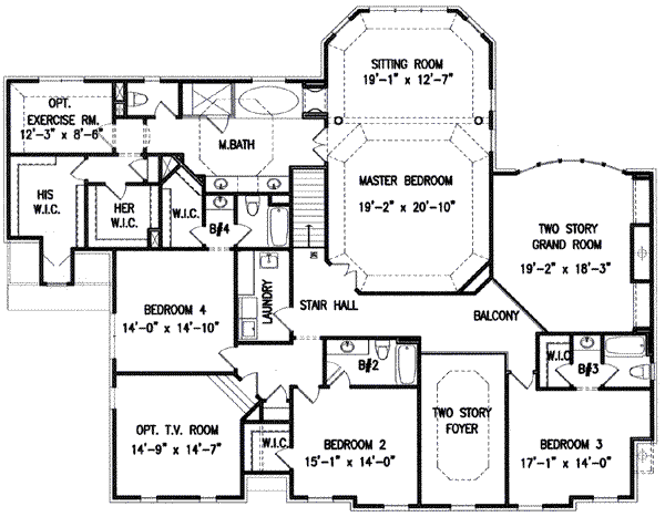 Home Plan - Colonial Floor Plan - Upper Floor Plan #54-121