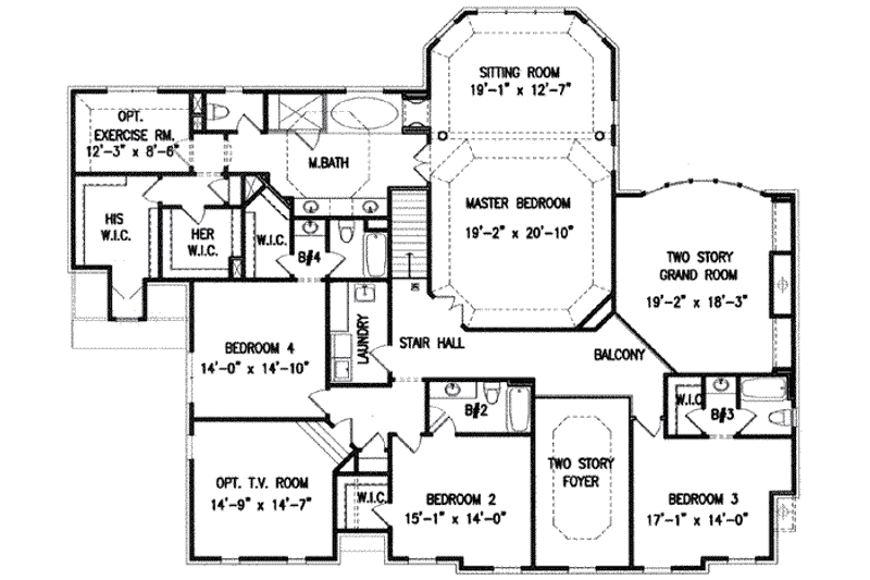 Home Plan - Floor Plan - Upper Floor for Colonial House Plan #54-121 - 4 bed, 5.5 bath