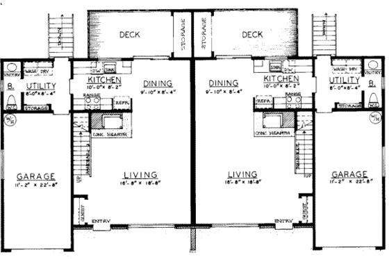 Floor Plan - Main Floor for Traditional House Plan #303-303 - 3 bed, 2.5 bath