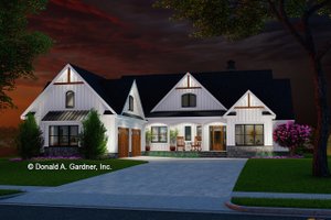 Exterior - Front Elevation 3 for Ranch House Plan #929-1164 - 4 bed, 2.5 bath