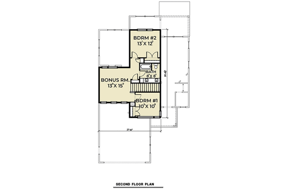 Floor Plan - Upper Floor for Contemporary House Plan #1070-30 - 3 bed, 2.5 bath
