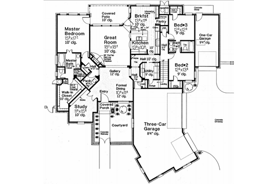 Floor Plan - Main Floor for European House Plan #310-986 - 3 bed, 2.5 bath