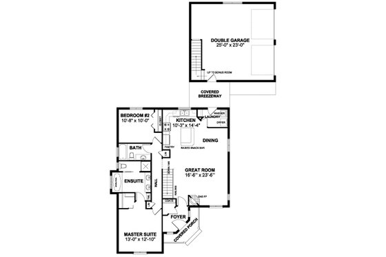 Floor Plan - Main Floor for Farmhouse House Plan #126-250 - 2 bed, 2 bath