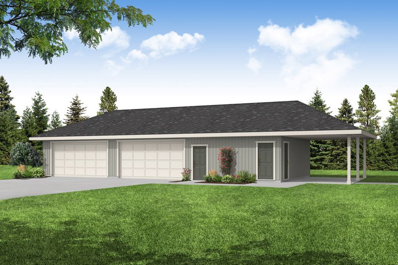 House Blueprint - Prairie Exterior - Front Elevation Plan #124-1308