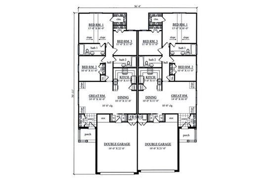 Floor Plan - Main Floor for Country House Plan #42-379 - 3 bed, 2 bath