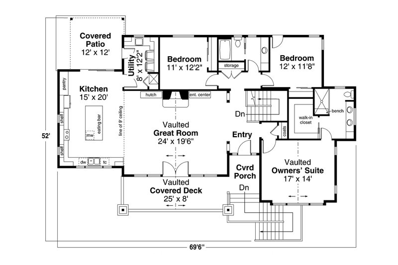 Architectural House Design - Floor Plan - Main Floor for Craftsman House Plan #124-1274 - 3 bed, 2 bath