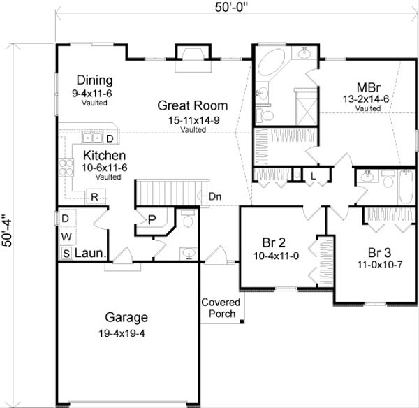 Architectural House Design - Traditional Floor Plan - Main Floor Plan #22-521