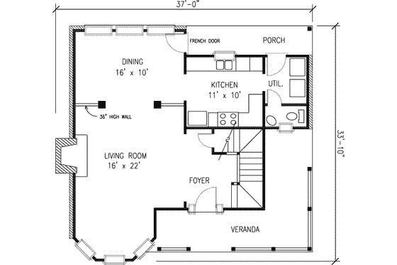 Floor Plan - Main Floor for Victorian House Plan #410-288 - 3 bed, 2.5 bath