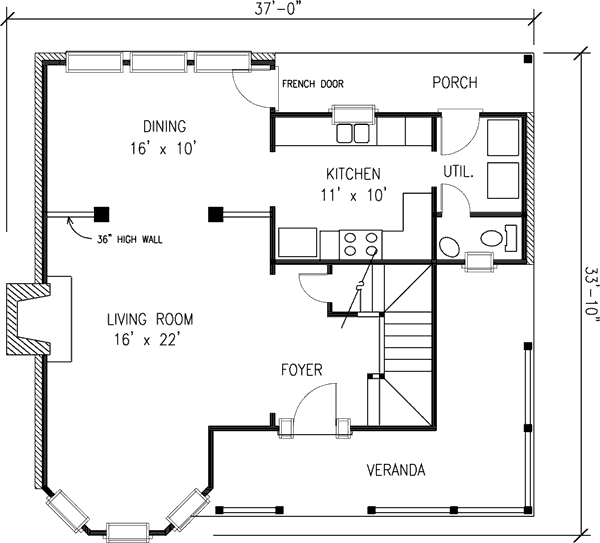 Architectural House Design - Victorian Floor Plan - Main Floor Plan #410-288
