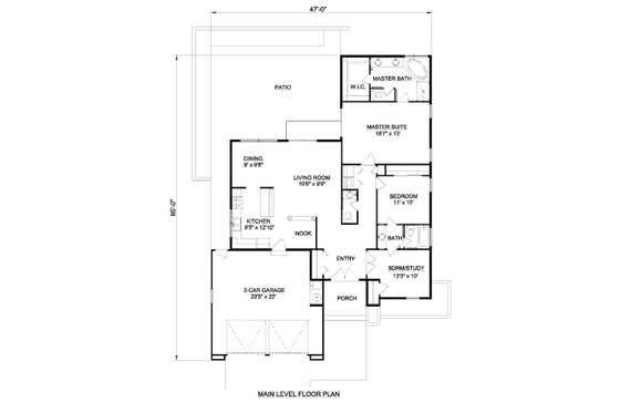 Floor Plan - Main Floor for Adobe / Southwestern House Plan #116-294 - 3 bed, 2.5 bath