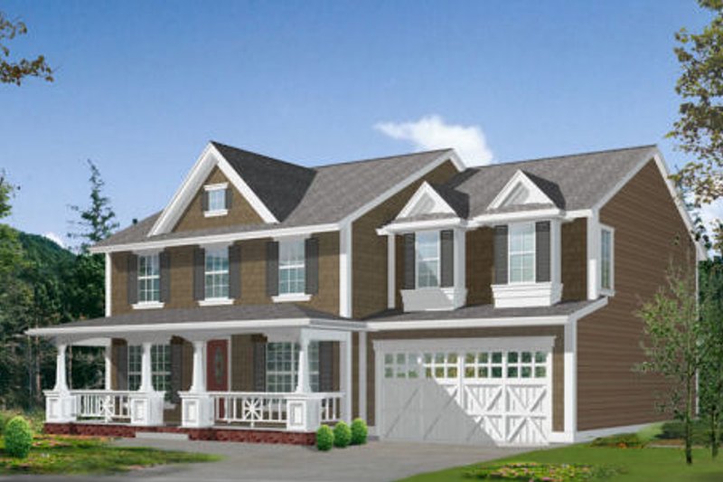 House Blueprint - Farmhouse Exterior - Front Elevation Plan #132-114