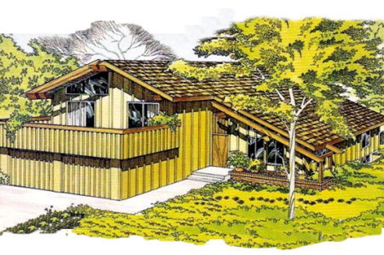 Exterior - Front Elevation for Ranch House Plan #312-481 - 2 bed, 2.5 bath