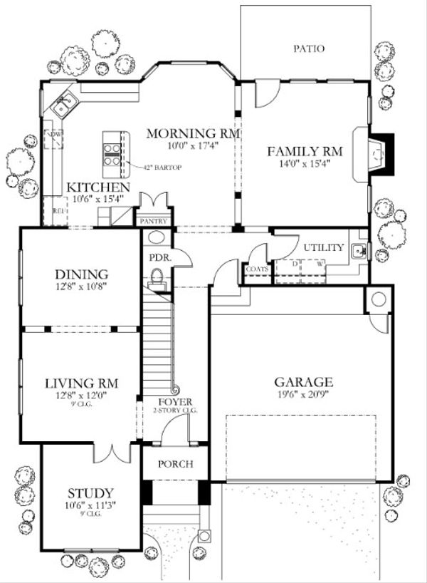 Dream House Plan - Mediterranean Floor Plan - Main Floor Plan #80-153