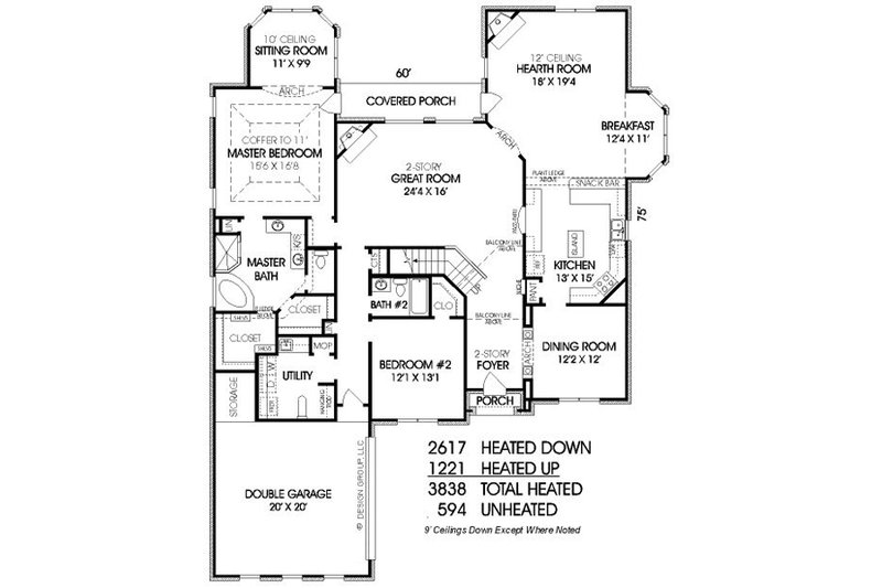 Traditional Style House Plan - 4 Beds 3 Baths 3838 Sq/Ft Plan #424-267 ...