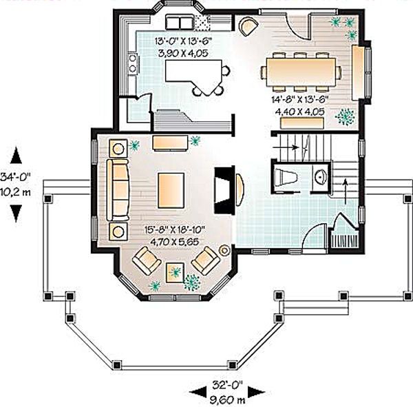 Architectural House Design - Country Floor Plan - Main Floor Plan #23-549