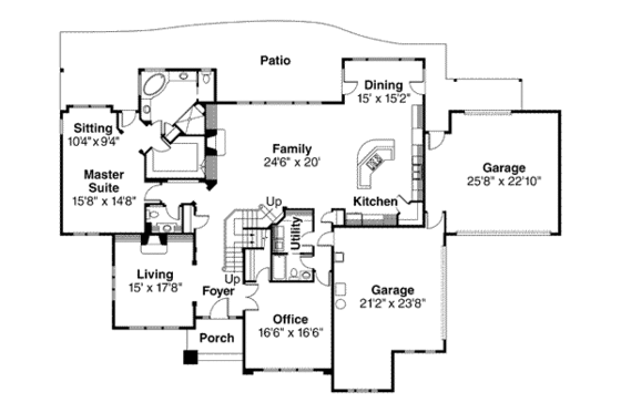 Floor Plan - Main Floor for Traditional House Plan #124-541 - 3 bed, 3.5 bath