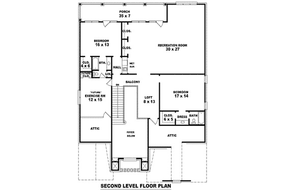 Floor Plan - Upper Floor for European House Plan #81-1299 - 3 bed, 4 bath