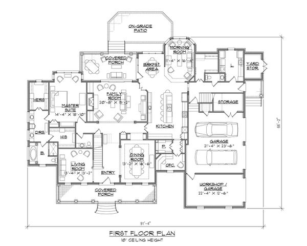 Country Floor Plan - Main Floor Plan #1054-65