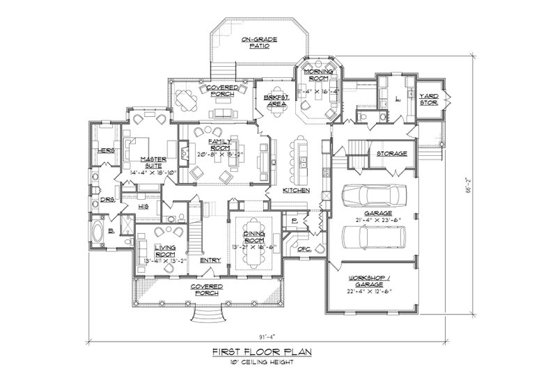 Home Plan - Floor Plan - Main Floor for Country House Plan #1054-65 - 4 bed, 3.5 bath