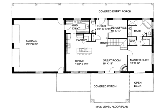Floor Plan - Main Floor for Ranch House Plan #117-628 - 3 bed, 2.5 bath