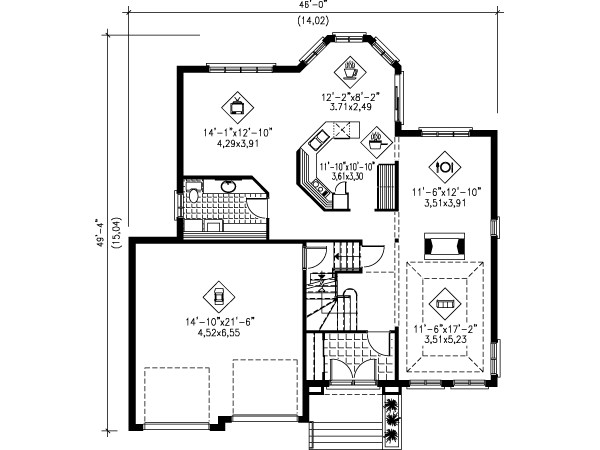 House Design - Traditional Floor Plan - Main Floor Plan #25-4175
