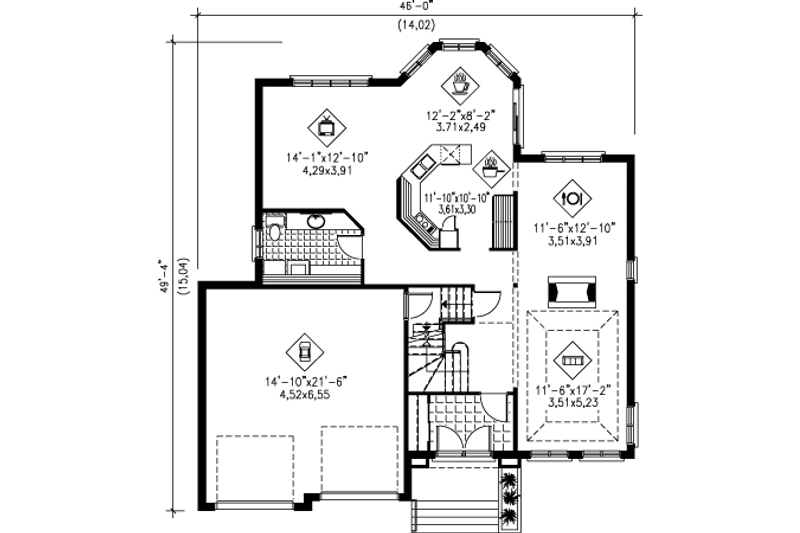 Dream House Plan - Floor Plan - Main Floor for Traditional House Plan #25-4175 - 3 bed, 2.5 bath