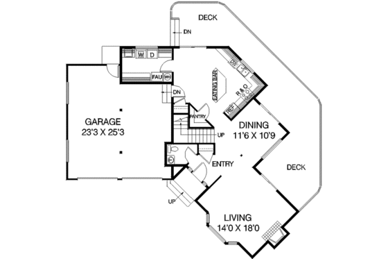 Floor Plan - Main Floor for Traditional House Plan #60-306 - 3 bed, 2.5 bath