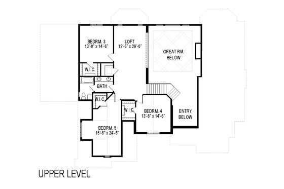 Floor Plan - Upper Floor for Traditional House Plan #920-44 - 8 bed, 4 bath