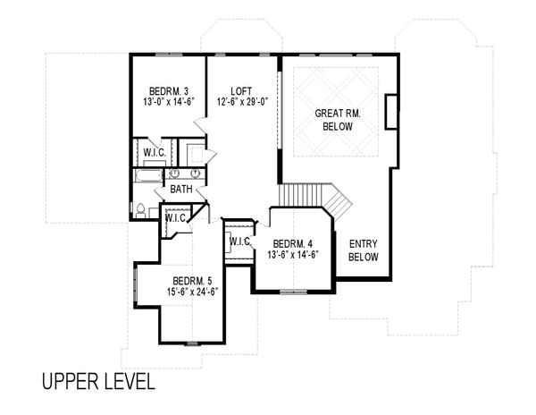 Traditional Floor Plan - Upper Floor Plan #920-44