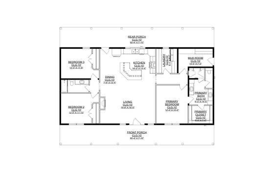 Floor Plan - Main Floor for Farmhouse House Plan #1127-22 - 3 bed, 2 bath