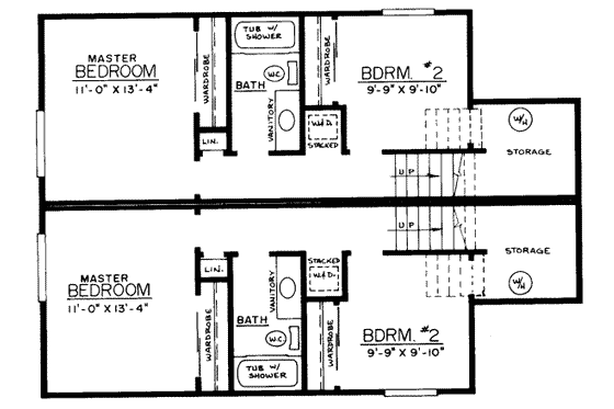 Floor Plan - Upper Floor for Traditional House Plan #303-177 - 2 bed, 1.5 bath