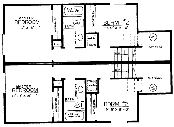 Traditional Floor Plan - Upper Floor Plan #303-177
