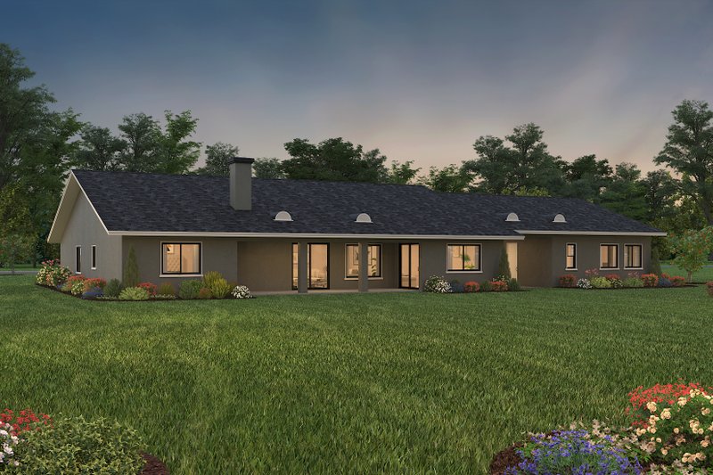 Dream House Plan - Exterior - Rear Elevation 2 for Ranch House Plan #1-716 - 4 bed, 3.5 bath