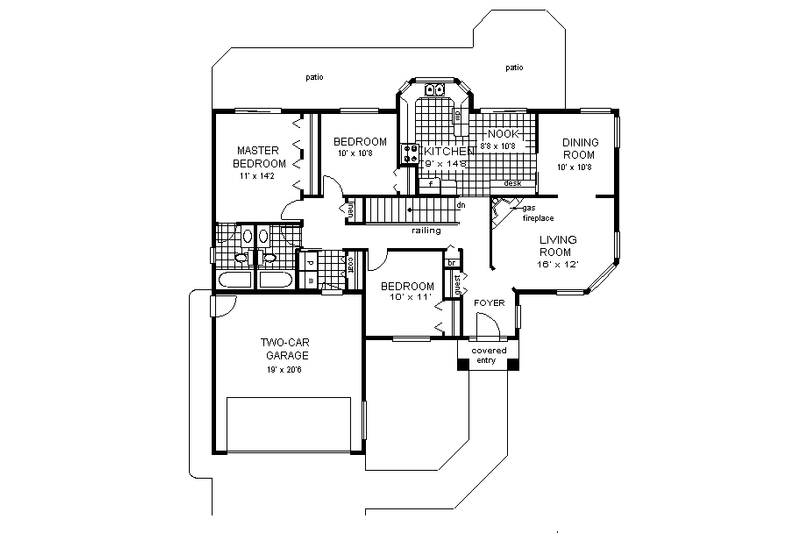 Home Plan - Floor Plan - Main Floor for Ranch House Plan #18-130 - 3 bed, 2 bath