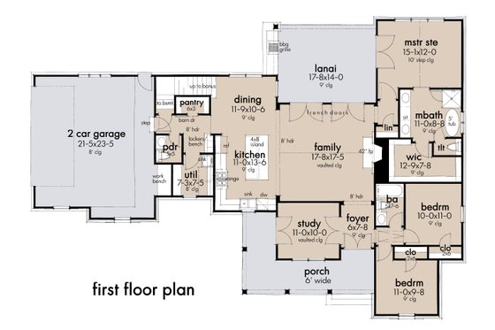 Floor Plan - Main Floor for Farmhouse House Plan #120-270 - 3 bed, 2.5 bath