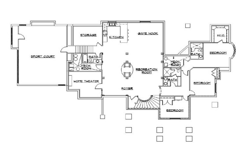 Dream House Plan - Floor Plan - Lower Floor for Bungalow House Plan #5-414 - 5 bed, 5.5 bath