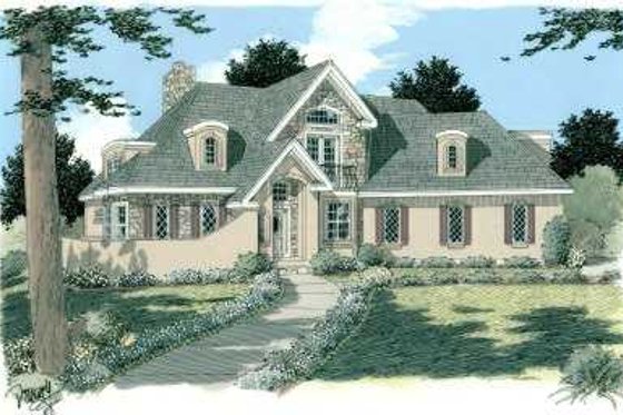 Exterior - Front Elevation for European House Plan #75-113 - 3 bed, 2.5 bath