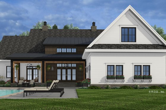 Exterior - Rear Elevation 1 for Farmhouse House Plan #51-1255 - 5 bed, 4.5 bath