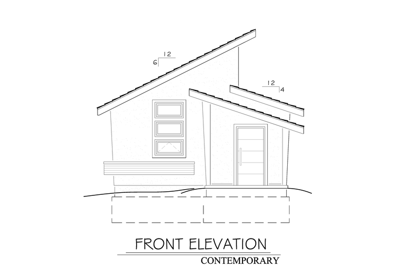 House Plan Design - Exterior - Front Elevation 3 for Contemporary House Plan #1122-2, 1 bath