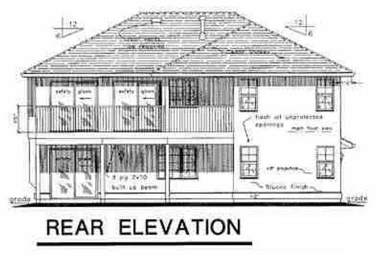 Exterior - Rear Elevation for European House Plan #18-214 - 3 bed, 2 bath