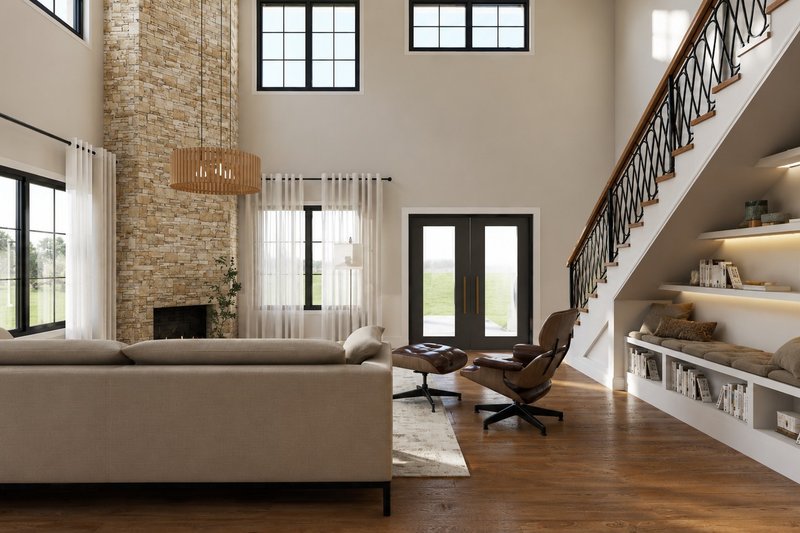 Dream House Plan - Interior - Family Room 1 for Barndominium House Plan #1064-313 - 5 bed, 3 bath