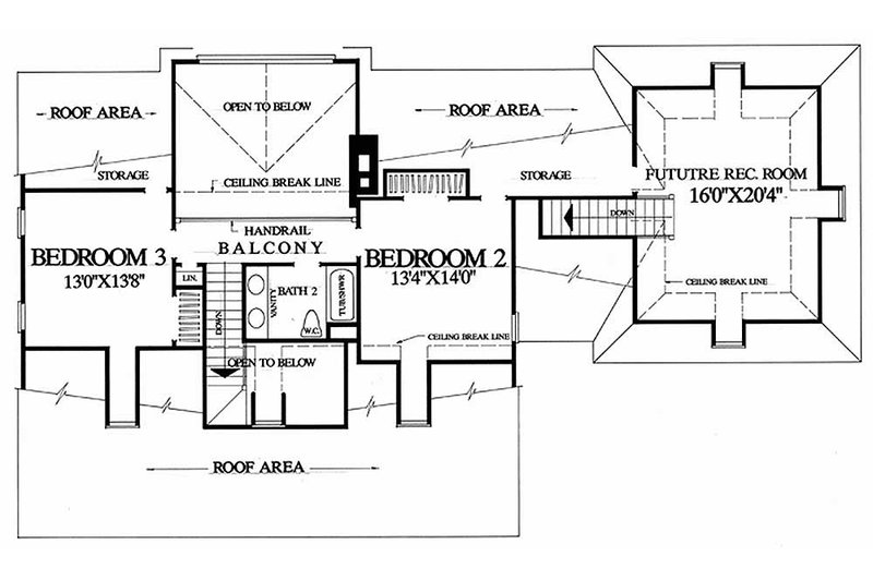 Architectural House Design - Floor Plan - Upper Floor for Country House Plan #137-109 - 3 bed, 2 bath