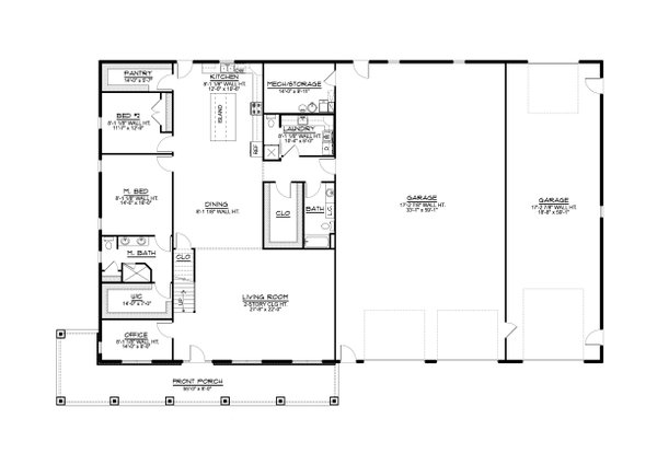 House Design - Barndominium Floor Plan - Main Floor Plan #1064-154