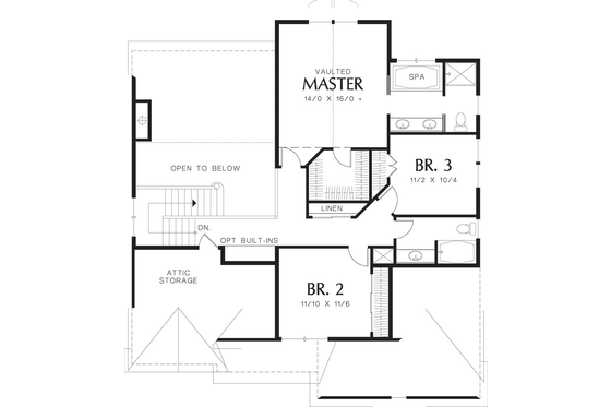 Floor Plan - Upper Floor for Craftsman House Plan #48-109 - 3 bed, 2.5 bath