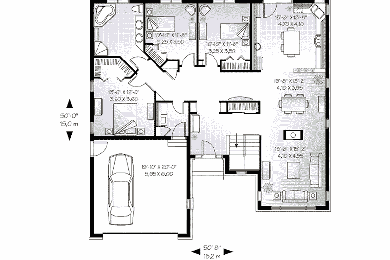 Home Plan - Floor Plan - Main Floor for European House Plan #23-565 - 3 bed, 1 bath