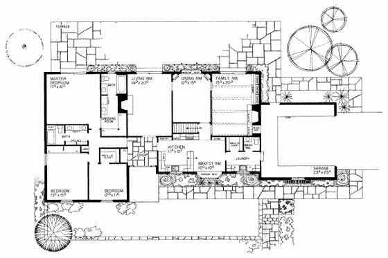Floor Plan - Main Floor for Ranch House Plan #72-359 - 3 bed, 2.5 bath