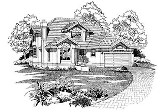 Exterior - Front Elevation for European House Plan #47-195 - 3 bed, 2.5 bath