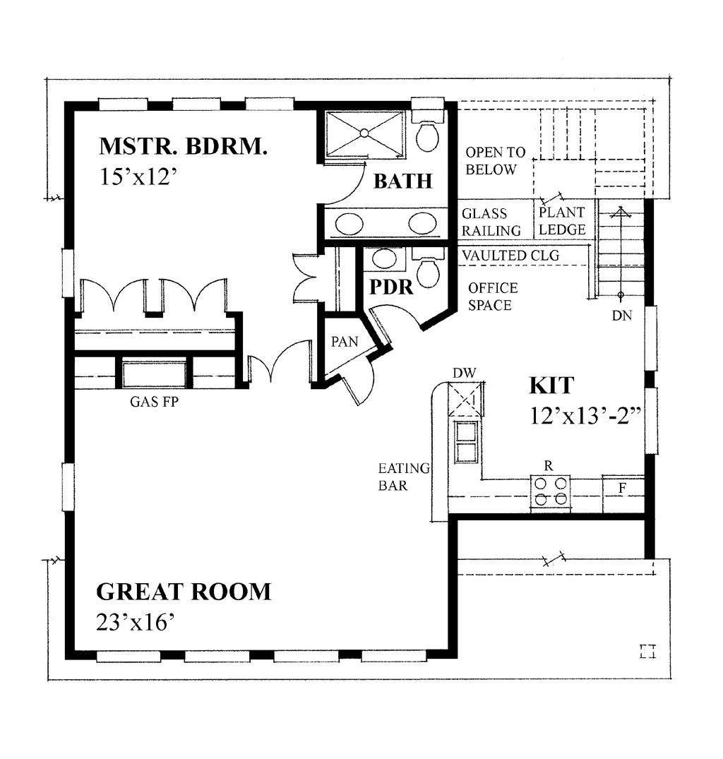 Cottage Style House Plan 1 Beds 1.5 Baths 1408 Sq/Ft