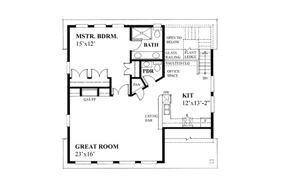 Floor Plan - Upper Floor for Cottage House Plan #118-133 - 1 bed, 1.5 bath