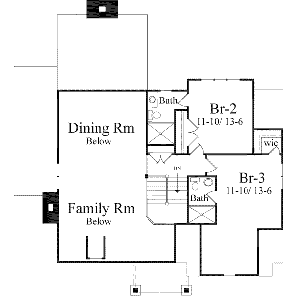 Craftsman Floor Plan - Upper Floor Plan #71-129